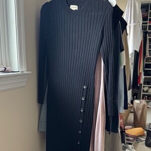 Chic Black Long Sleeve Dress with Button Accents